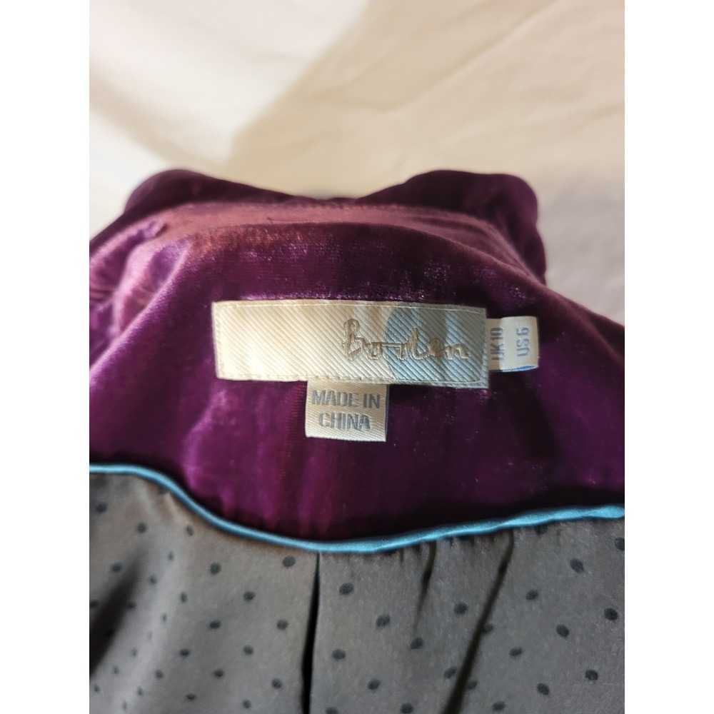 Boden Velvet Blazer Size 6 Fuchsia Prince Purple Goth Romance - Picture 6 of 8